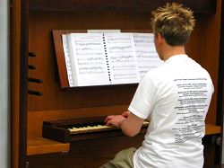 Student
          practicing on the Fisk at UE.