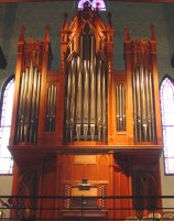First Presbyterian Church,
                Evansville, organ in rear gallery