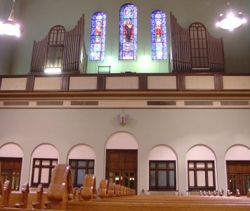 St. Benedict choir loft from below