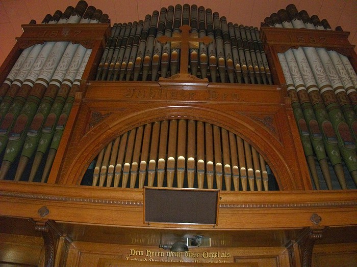 Pipe facade at St. Pius, Troy IN.